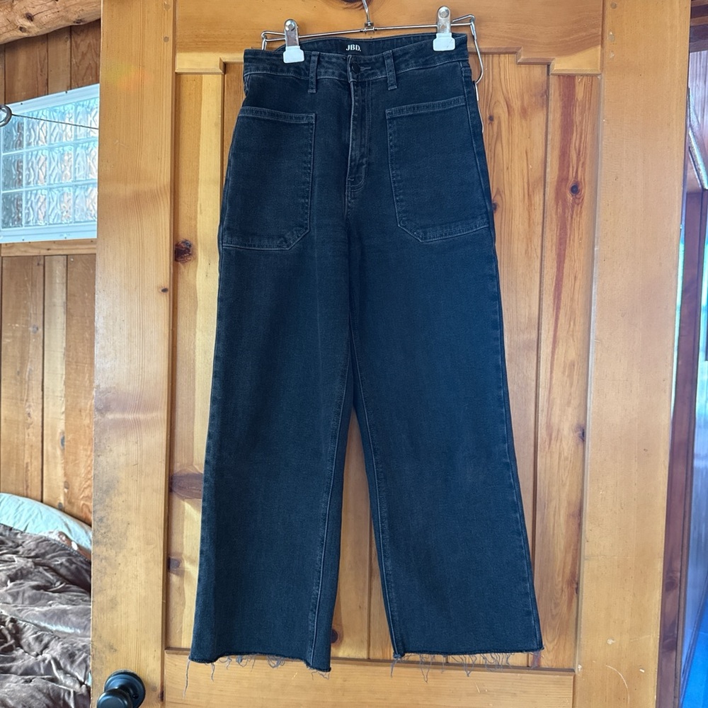 Just Black Denim (JBD) cropped black wide leg jeans